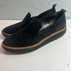 Vince Sanders Black Soft Suede Platform Slip On Sneakers Size US 7.5/EU‎ 37.5